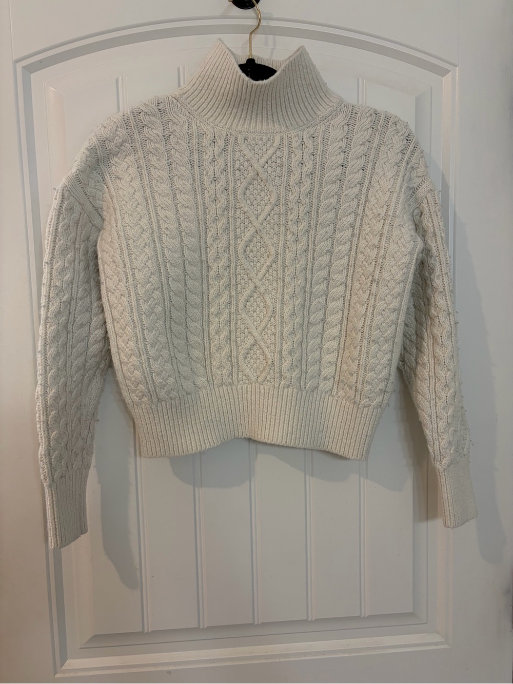 Banana Republic Cream Cable-Knit Turtleneck Sweater